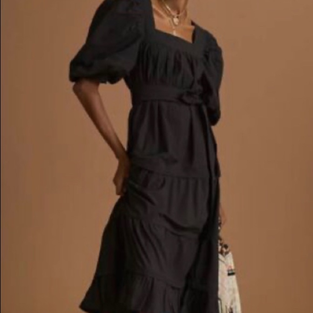 love the label black ruffle dress Anthropologie